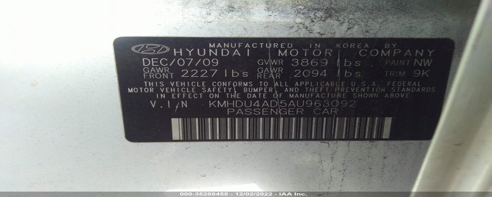 KMHDU4AD5AU963092 2010 HYUNDAI ELANTRA photo no. 9