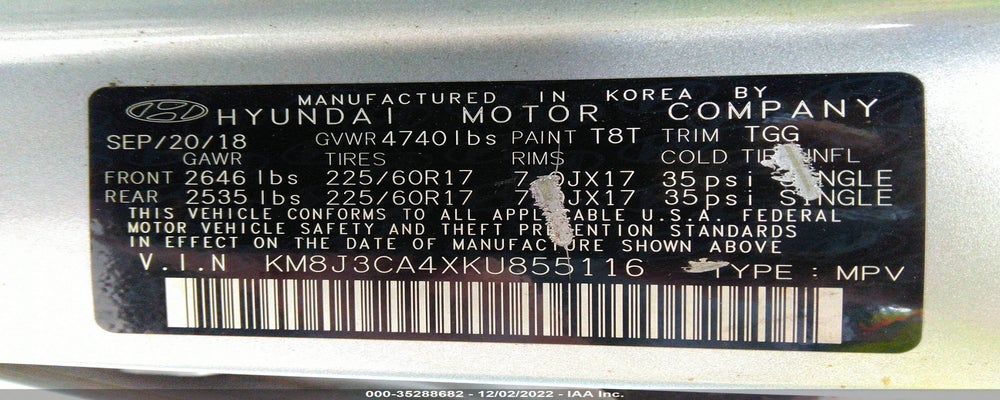 KM8J3CA4XKU855116 2019 HYUNDAI TUCSON photo no. 9
