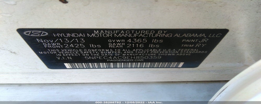 5NPEC4AC9EH850359 2014 HYUNDAI SONATA photo no. 9