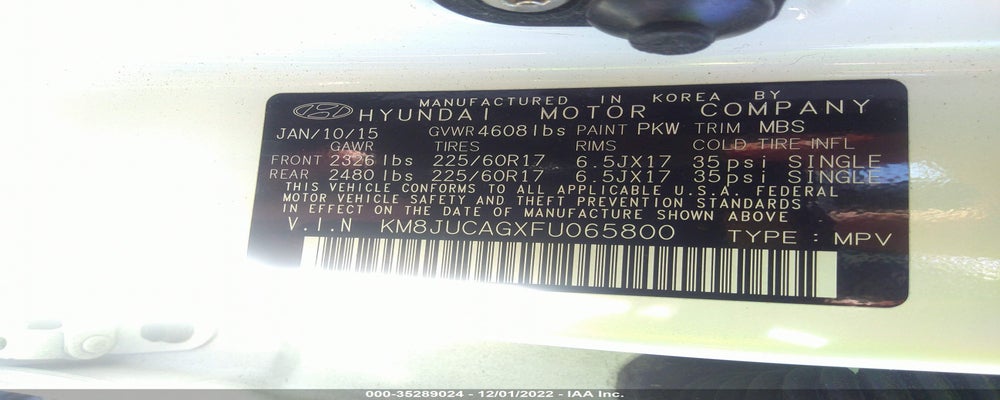 KM8JUCAGXFU065800 2015 HYUNDAI TUCSON photo no. 9