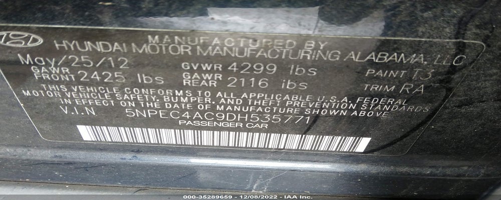 5NPEC4AC9DH535771 2013 HYUNDAI SONATA photo no. 9