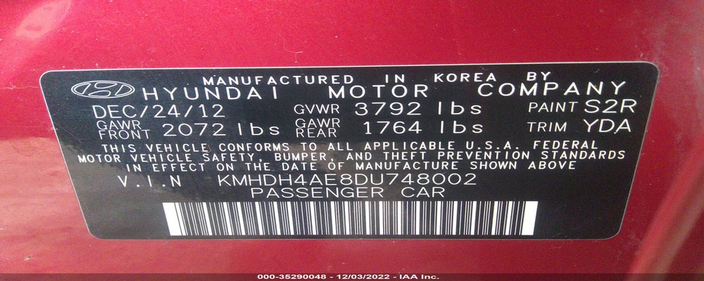 KMHDH4AE8DU748002 2013 HYUNDAI ELANTRA photo no. 9