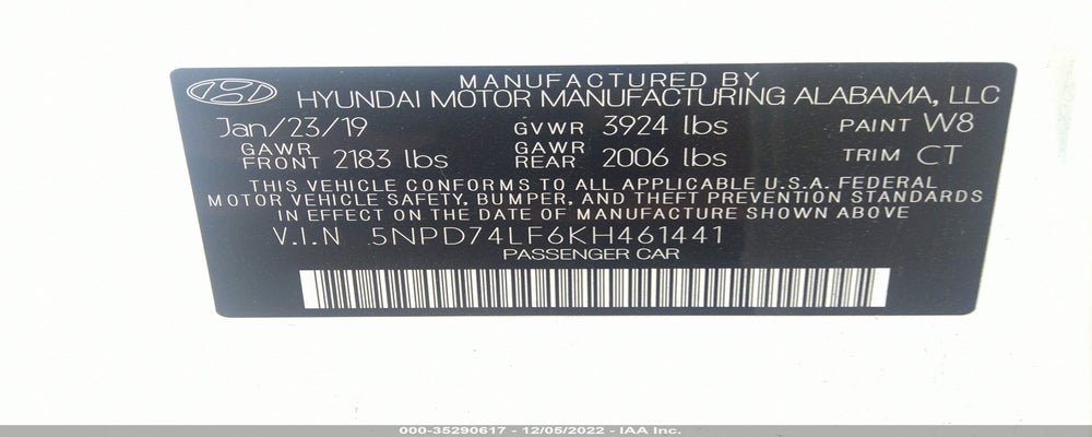 5NPD74LF6KH461441 2019 HYUNDAI ELANTRA photo no. 9