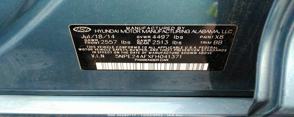 5NPE24AFXFH041371 2015 HYUNDAI SONATA photo no. 9
