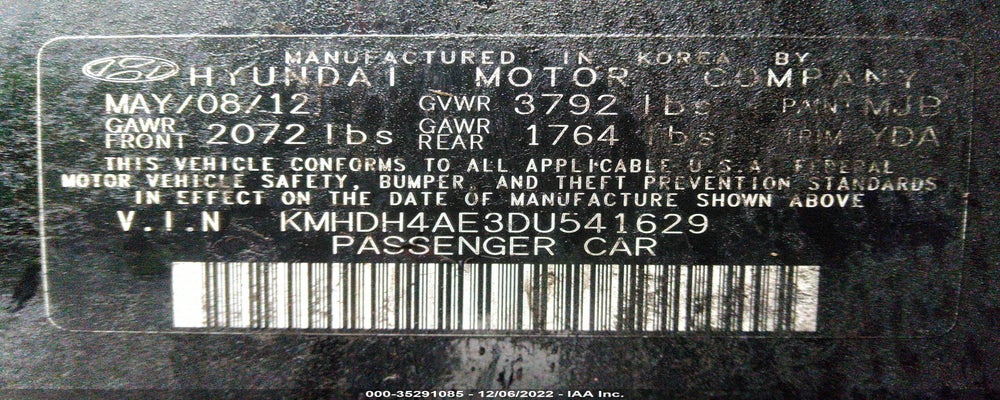 KMHDH4AE3DU541629 2013 HYUNDAI ELANTRA photo no. 9