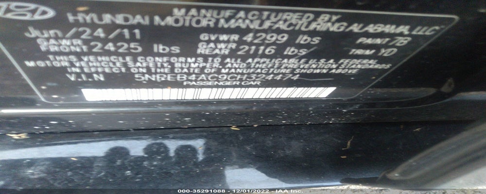 5NPEB4AC9CH324474 2012 HYUNDAI SONATA photo no. 9