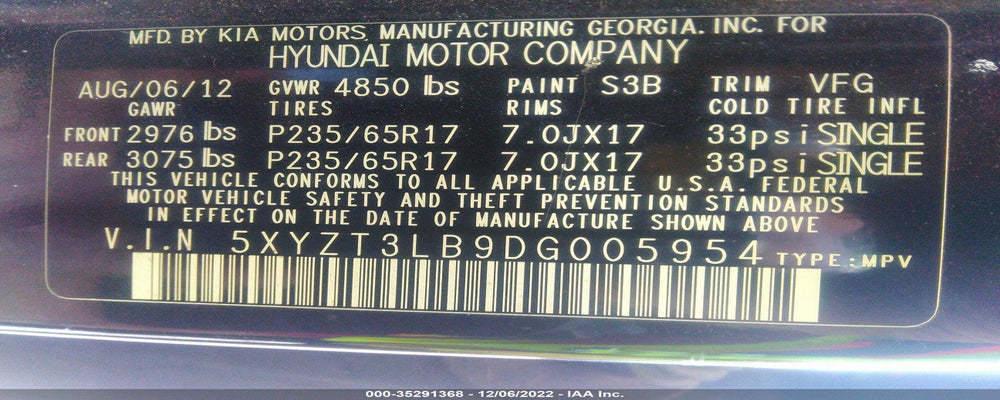 5XYZT3LB9DG005954 2013 HYUNDAI SANTA FE SPORT photo no. 9