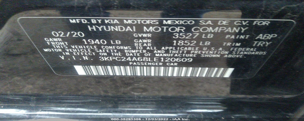 3KPC24A68LE120609 2020 HYUNDAI ACCENT photo no. 9