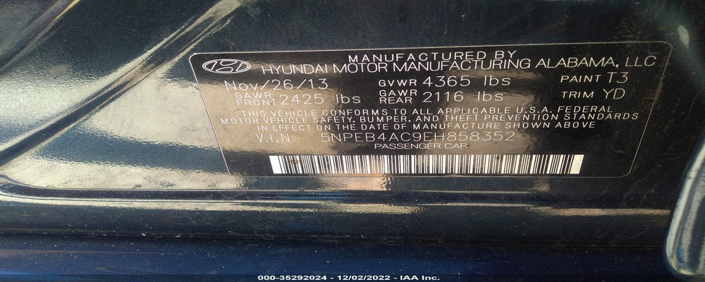 5NPEB4AC9EH858352 2014 HYUNDAI SONATA photo no. 9
