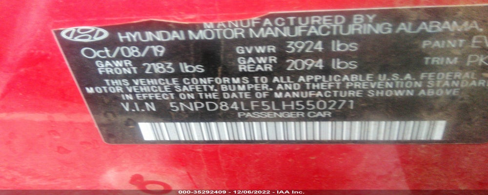 5NPD84LF5LH550271 2020 HYUNDAI ELANTRA photo no. 9