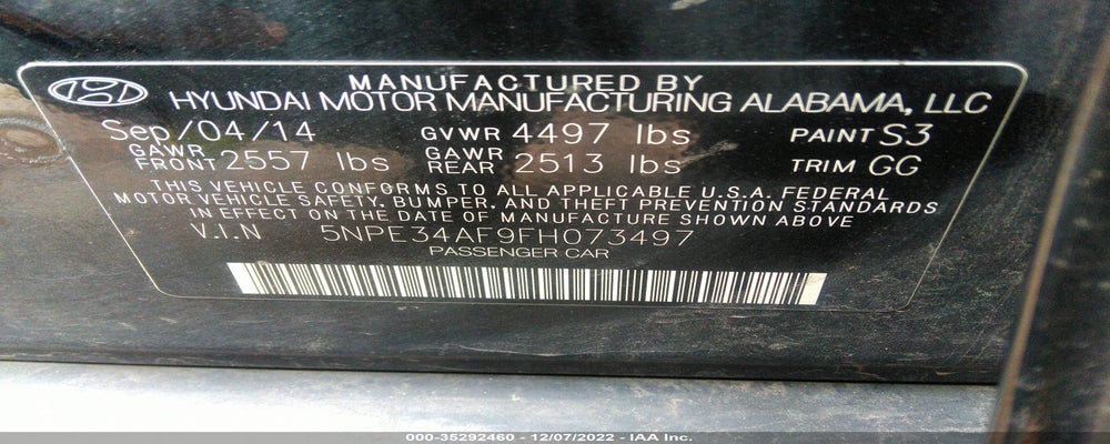 5NPE34AF9FH073497 2015 HYUNDAI SONATA photo no. 9