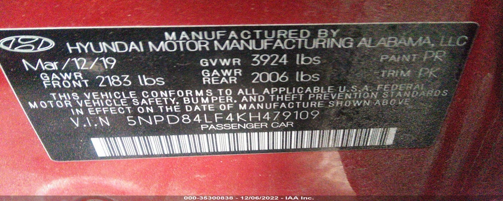 5NPD84LF4KH479109 2019 HYUNDAI ELANTRA photo no. 9
