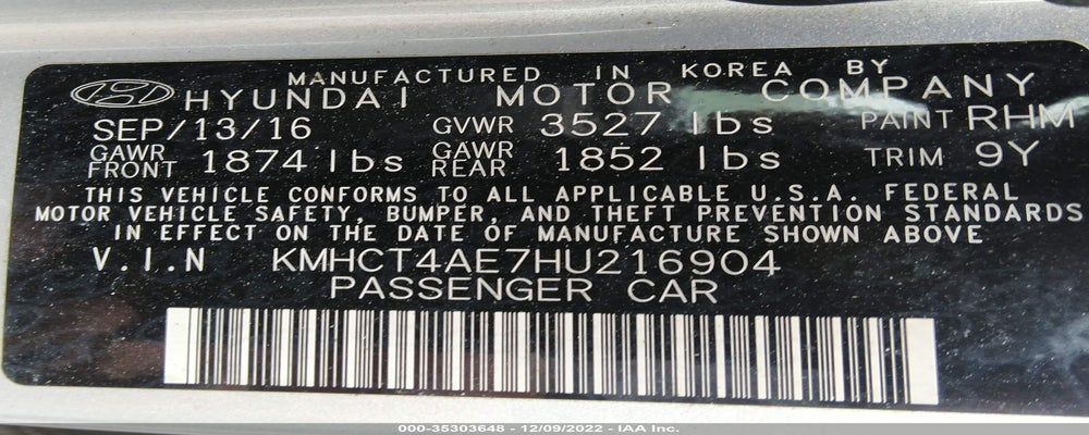 KMHCT4AE7HU216904 2017 HYUNDAI ACCENT photo no. 9