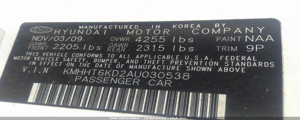 KMHHT6KD2AU030538 2010 HYUNDAI GENESIS COUPE photo no. 9