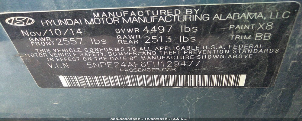 5NPE24AF6FH129477 2015 HYUNDAI SONATA photo no. 9