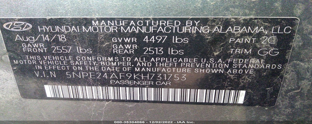 5NPE24AF9KH731753 2019 HYUNDAI SONATA photo no. 9