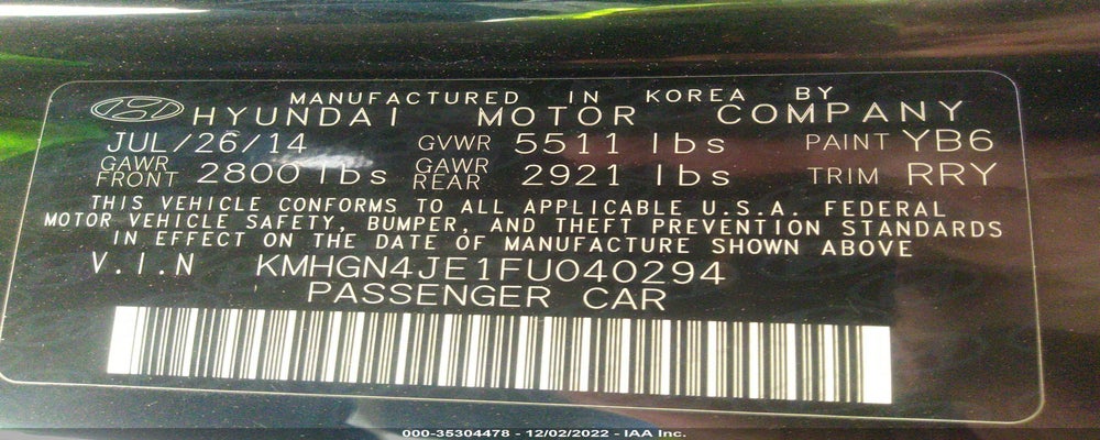 KMHGN4JE1FU040294 2015 HYUNDAI GENESIS photo no. 9