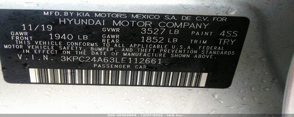3KPC24A63LE112661 2020 HYUNDAI ACCENT photo no. 9