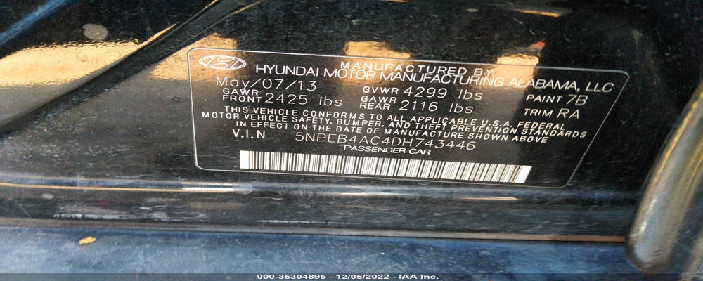 5NPEB4AC4DH743446 2013 HYUNDAI SONATA photo no. 9