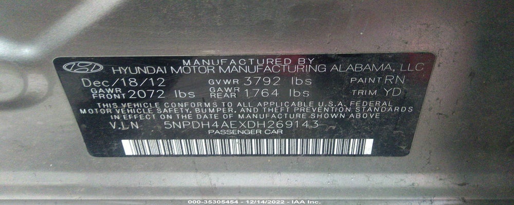 5NPDH4AEXDH269143 2013 HYUNDAI ELANTRA photo no. 9