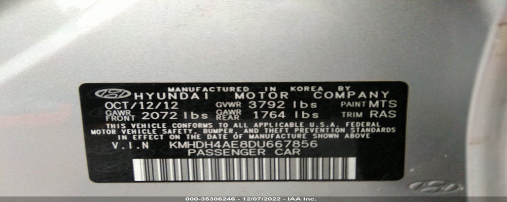 KMHDH4AE8DU667856 2013 HYUNDAI ELANTRA photo no. 9