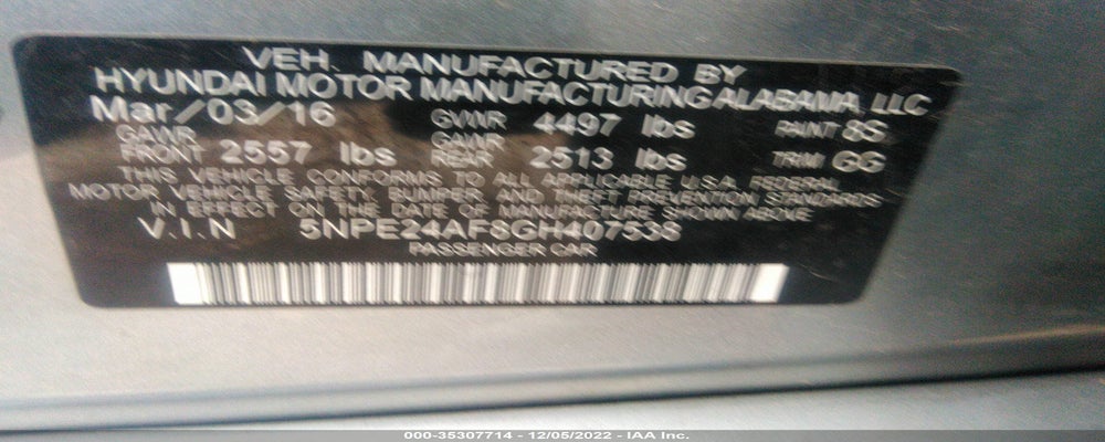 5NPE24AF8GH407538 2016 HYUNDAI SONATA photo no. 9