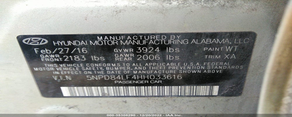5NPD84LF4HH033616 2017 HYUNDAI ELANTRA photo no. 9