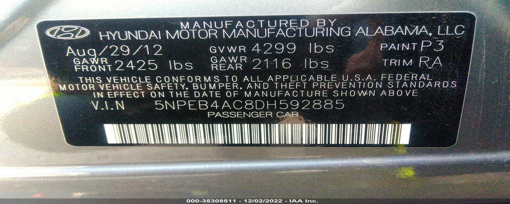 5NPEB4AC8DH592885 2013 HYUNDAI SONATA photo no. 9