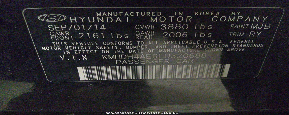 KMHDH4AE6FU320688 2015 HYUNDAI ELANTRA photo no. 9