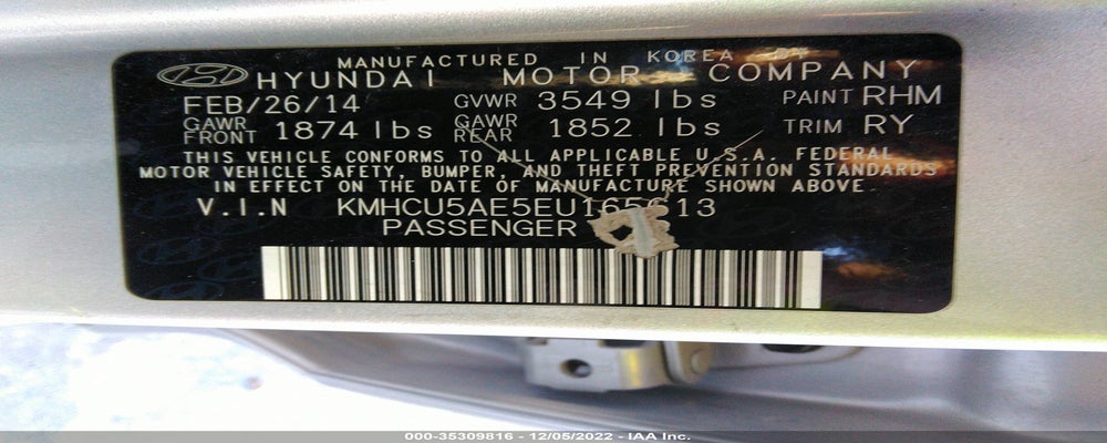 KMHCU5AE5EU165613 2014 HYUNDAI ACCENT photo no. 9