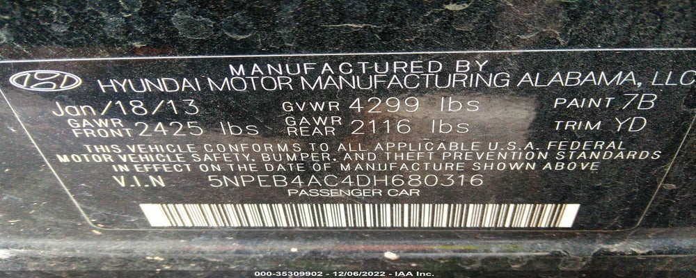 5NPEB4AC4DH680316 2013 HYUNDAI SONATA photo no. 9