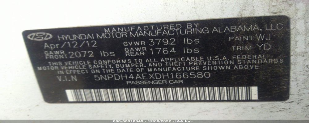 5NPDH4AEXDH166580 2013 HYUNDAI ELANTRA photo no. 9
