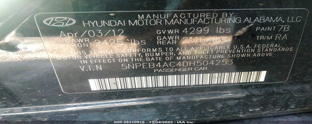5NPEB4AC4DH504253 2013 HYUNDAI SONATA photo no. 9