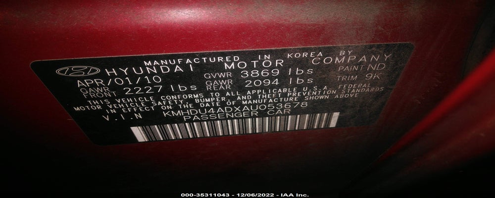 KMHDU4ADXAU053678 2010 HYUNDAI ELANTRA photo no. 9