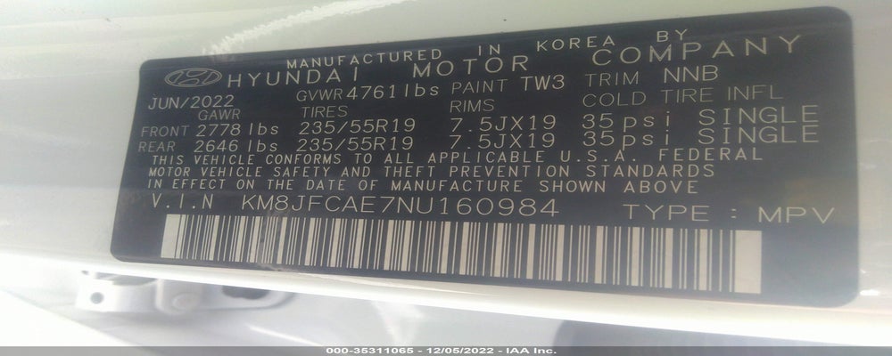 KM8JFCAE7NU160984 2022 HYUNDAI TUCSON photo no. 9