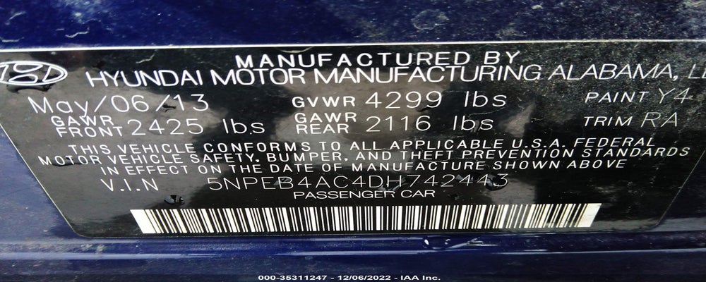 5NPEB4AC4DH742443 2013 HYUNDAI SONATA photo no. 9