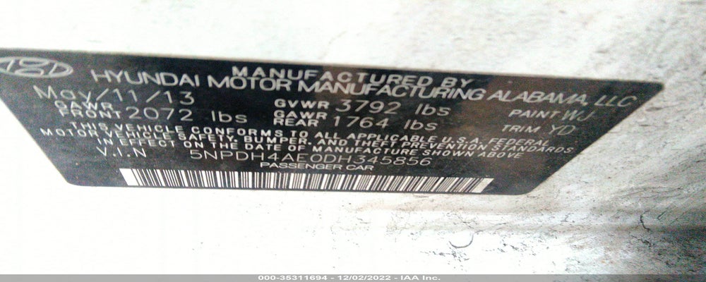 5NPDH4AE0DH345856 2013 HYUNDAI ELANTRA photo no. 9