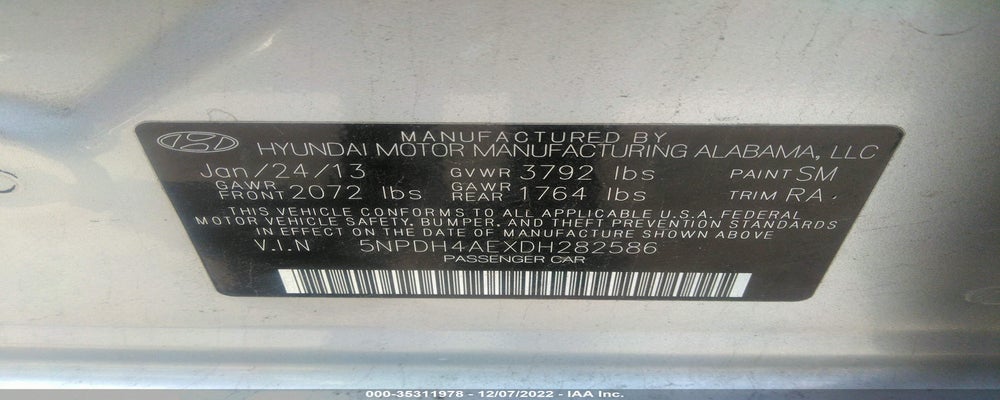 5NPDH4AEXDH282586 2013 HYUNDAI ELANTRA photo no. 9