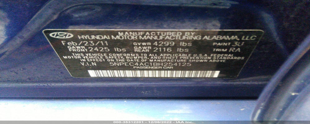 5NPEC4AC1BH254125 2011 HYUNDAI SONATA photo no. 9