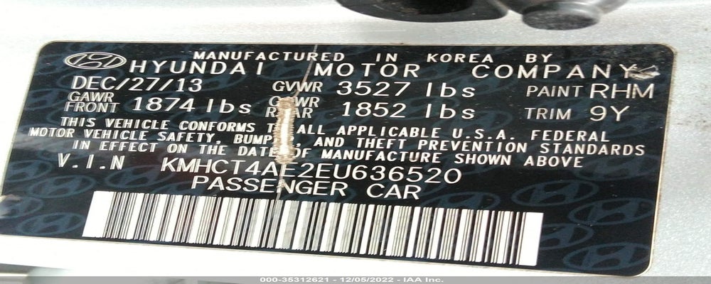 KMHCT4AE2EU636520 2014 HYUNDAI ACCENT photo no. 9