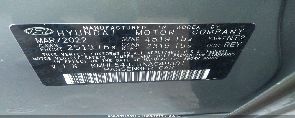 KMHL54JJ3NA049381 2022 HYUNDAI SONATA HYBRID photo no. 9