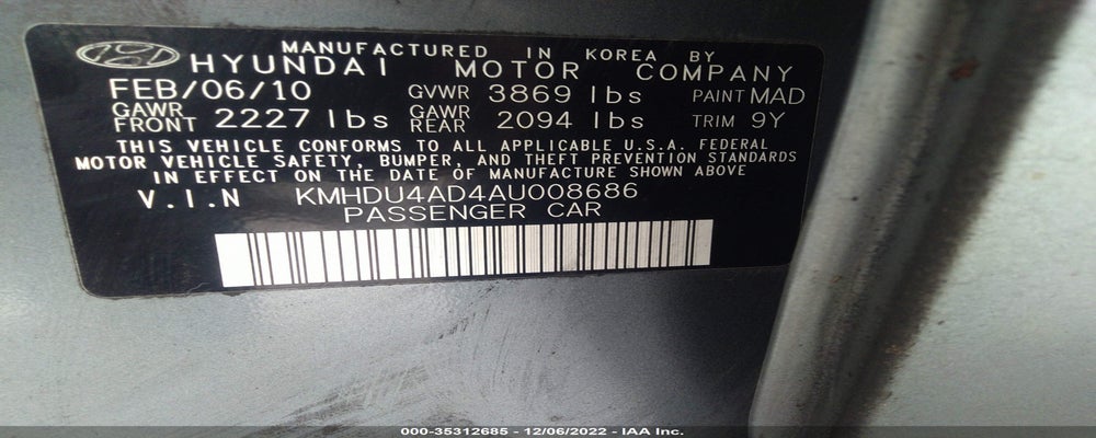 KMHDU4AD4AU008686 2010 HYUNDAI ELANTRA photo no. 9