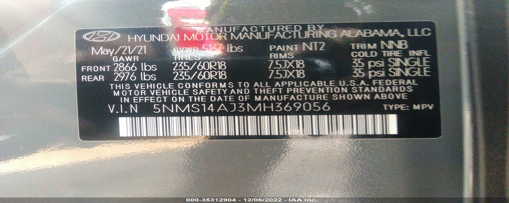 5NMS14AJ3MH369056 2021 HYUNDAI SANTA FE photo no. 9