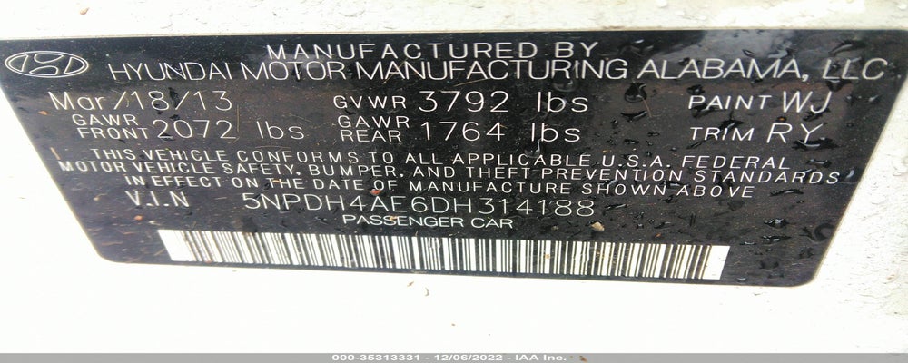 5NPDH4AE6DH314188 2013 HYUNDAI ELANTRA photo no. 9
