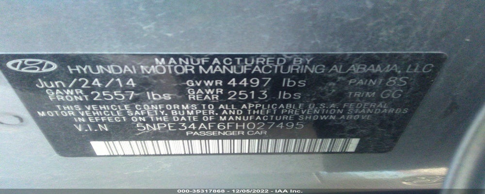 5NPE34AF6FH027495 2015 HYUNDAI SONATA photo no. 9