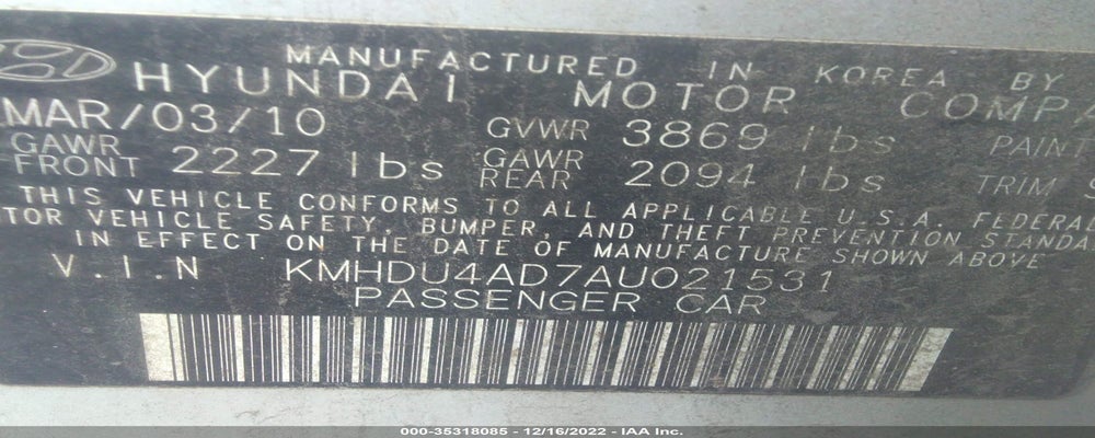 KMHDU4AD7AU021531 2010 HYUNDAI ELANTRA photo no. 9
