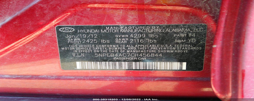 5NPEB4AC7CH456844 2012 HYUNDAI SONATA photo no. 9