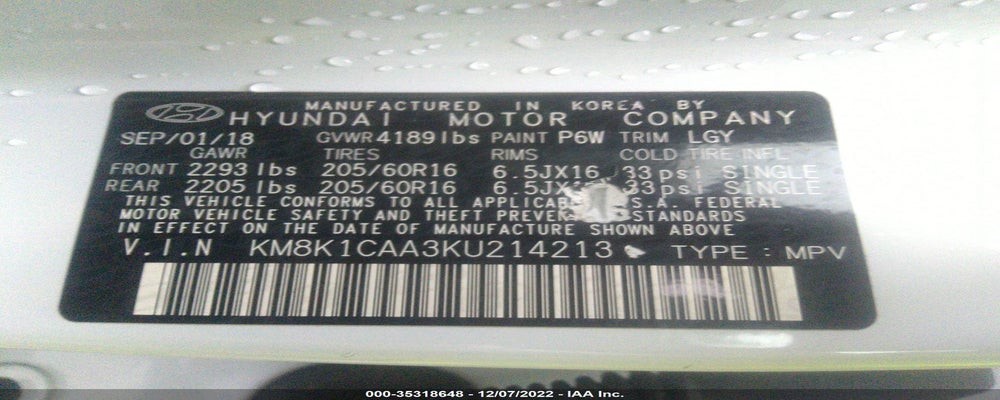 KM8K1CAA3KU214213 2019 HYUNDAI KONA photo no. 9