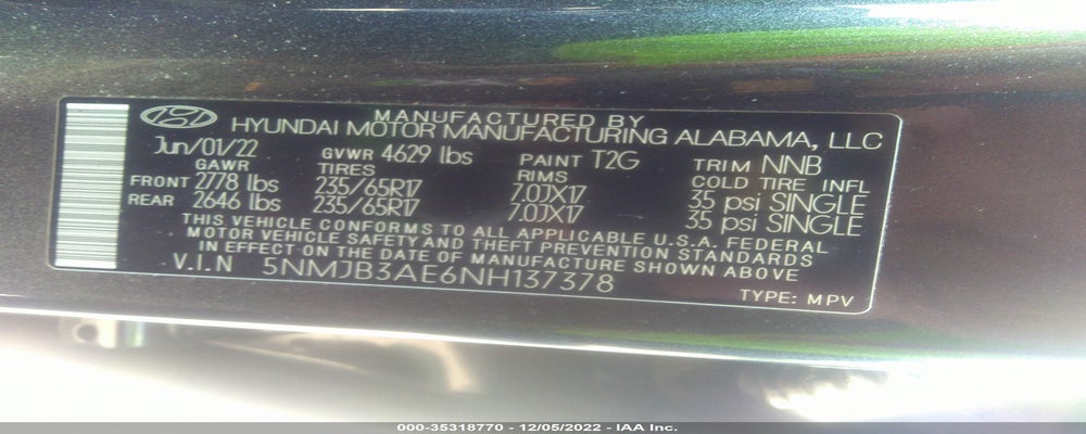 5NMJB3AE6NH137378 2022 HYUNDAI TUCSON photo no. 9