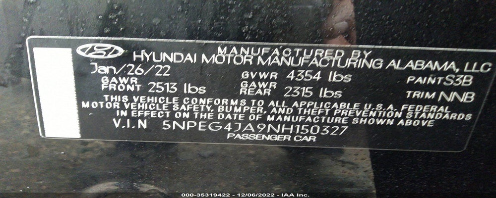 5NPEG4JA9NH150327 2022 HYUNDAI SONATA photo no. 9
